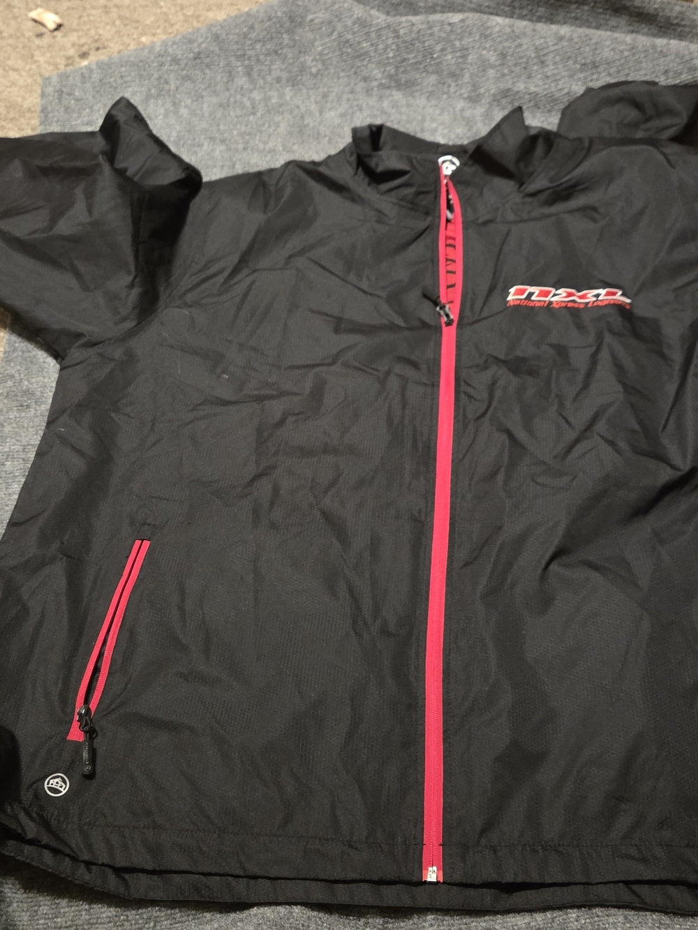 Men's Black Windbreaker with Pink Trim - Lightweight Sport Jacket.
